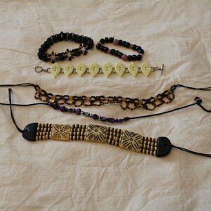 Bundle of 6 - Various Beaded Bracelets, Anklets, Necklaces